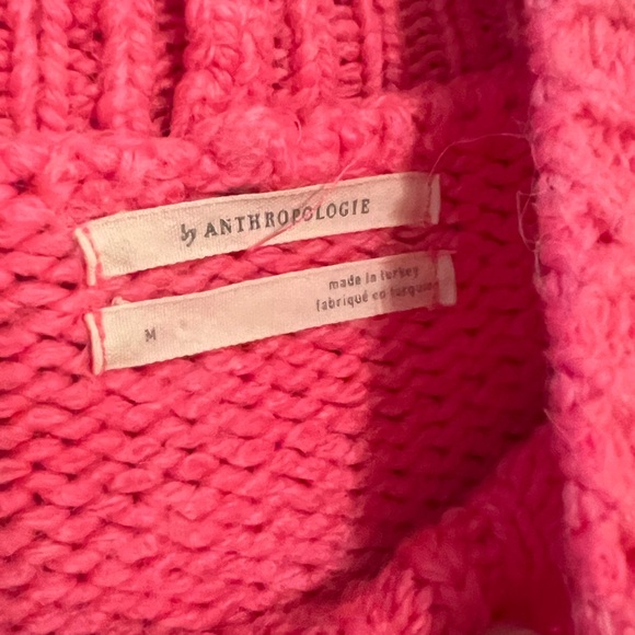 Anthropologie Vibrant Pink Cable Knit Turtleneck Sweater - Picture 4 of 5